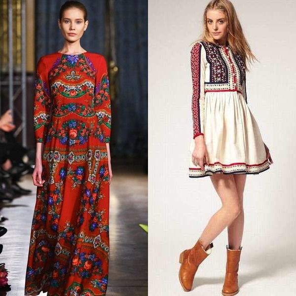 Платья в русском народном стиле для весны и лета 2019 года: фото моделей и  декора