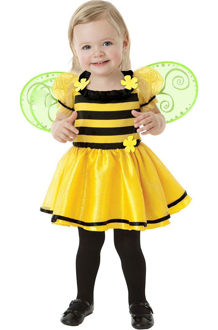 Новогодний костюм пчёлки – нарядное платье, крылья, обруч с усиками. Может сшить даже новичок