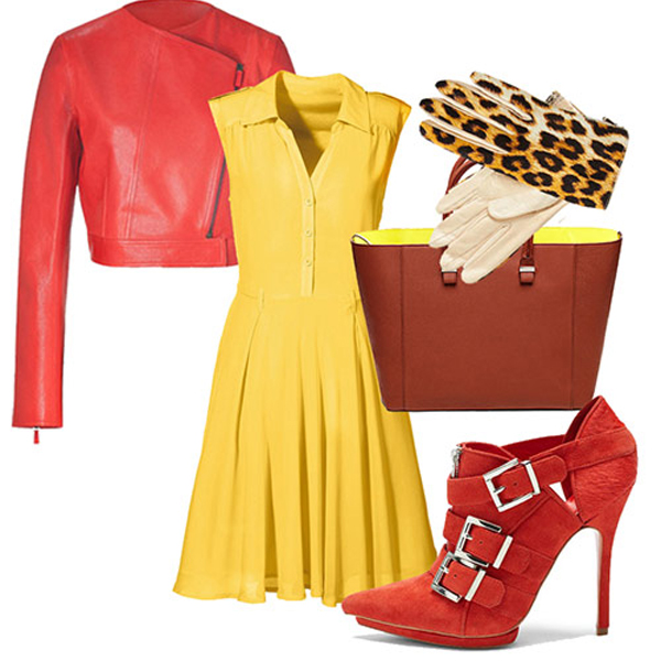 Желто красное платье