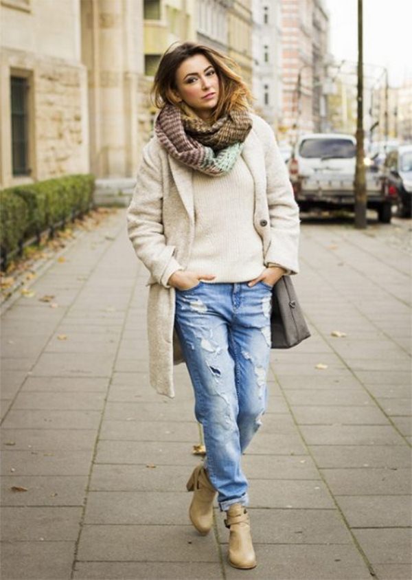 Что одеть девушке с джинсами зимой